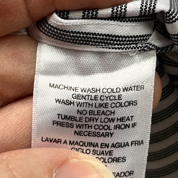 JONES NEW YORK BLK/WHT Pinstripe Long SLV Button Down 100% Cotton Career Top 1X - Picture 14 of 16